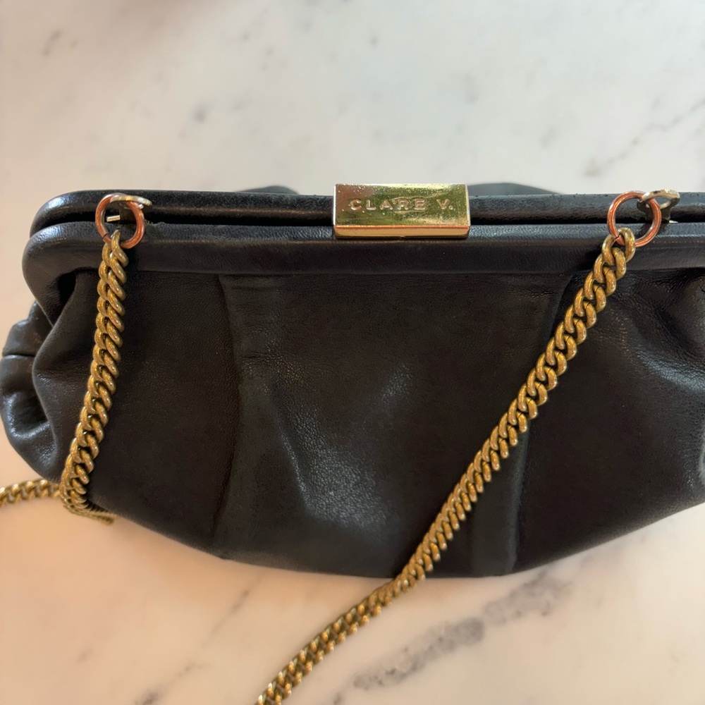 Clare V black clutch